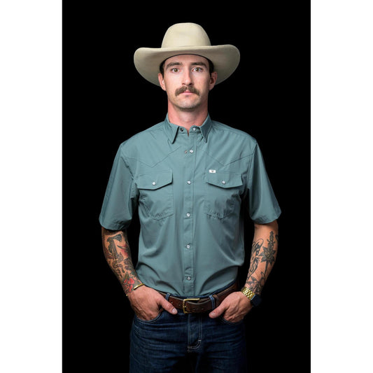 Ferrell Teal Short Sleeve Snap Shirt