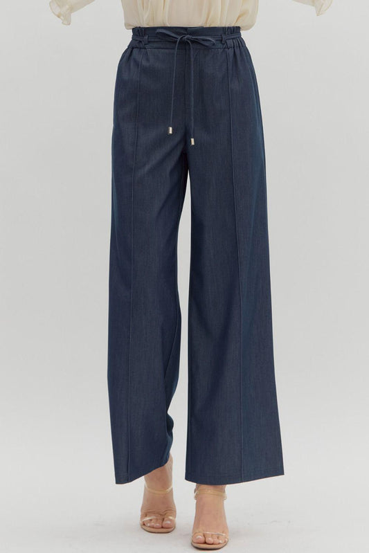 Entro Front Pin Tuck Pants Black