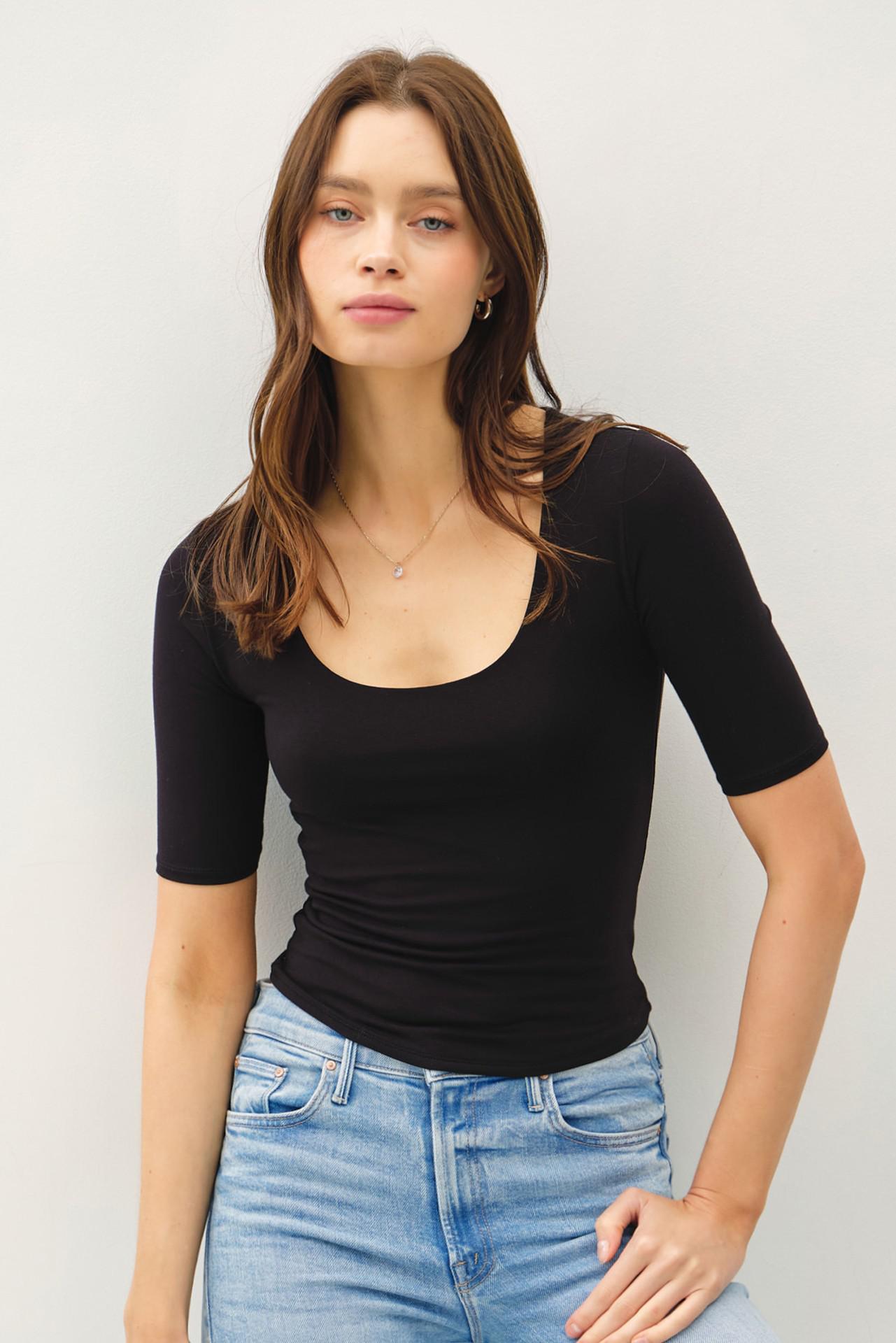 Be Cool Black Stretchy Cropped Jersy Top