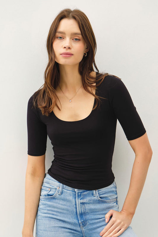 Be Cool White Black Stretchy Cropped Jersy Top