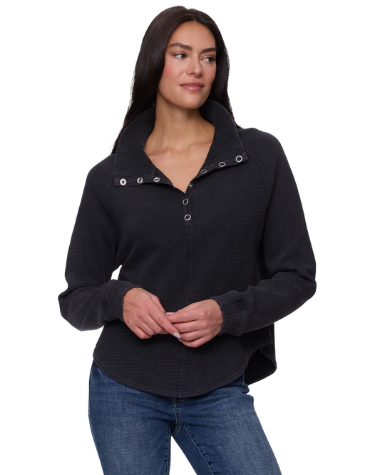 F&A Black Adriana Snap Front Pullover