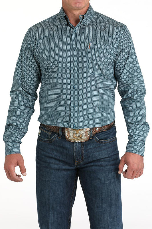 Cinch Modern Fit Teal Geo Print Shirt