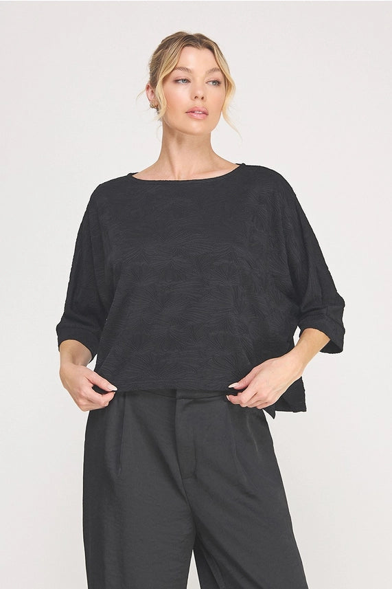 AR Black Jacquard Knit Dolman