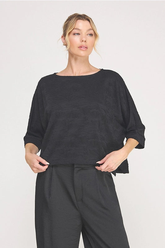 AR Black Jacquard Knit Dolman
