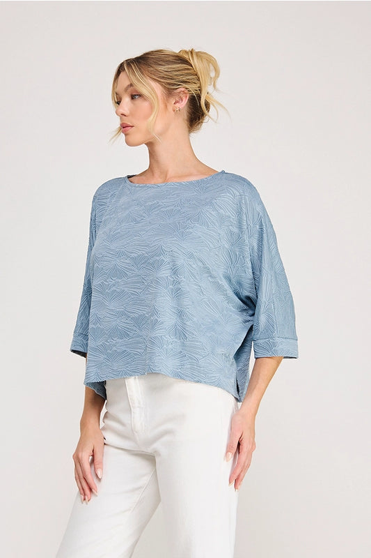 AR Blue Jacquard Knit Dolman Top
