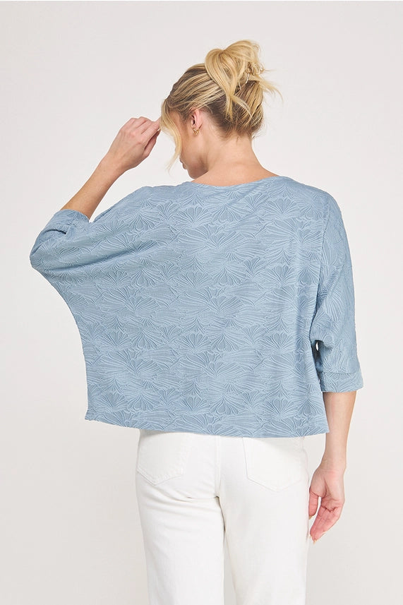 AR Blue Jacquard Knit Dolman Top