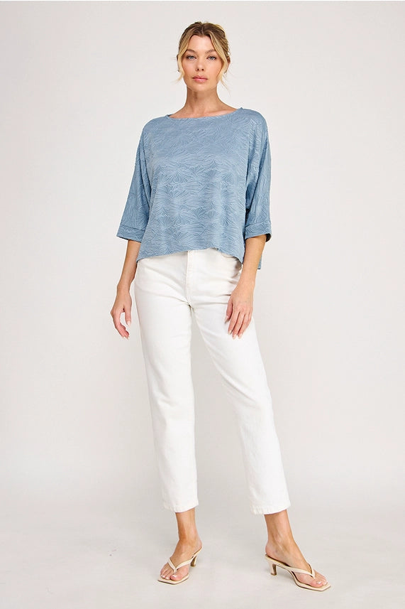 AR Blue Jacquard Knit Dolman Top