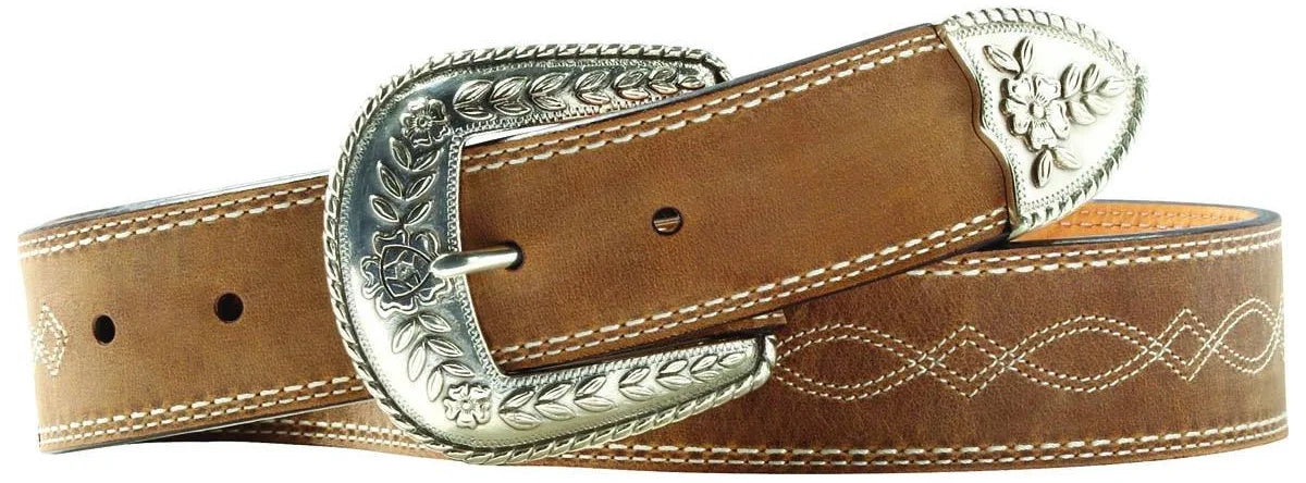 Ariat Brown Leather Boot Stitch Ladies Belt
