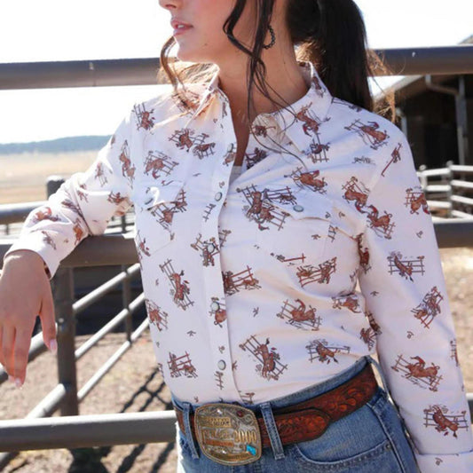 Cruel Girl Western Pearl Snap Top