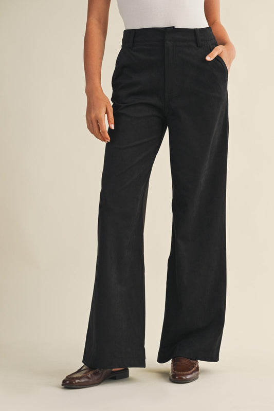 Mustard Seed Black Suede Straight Pants