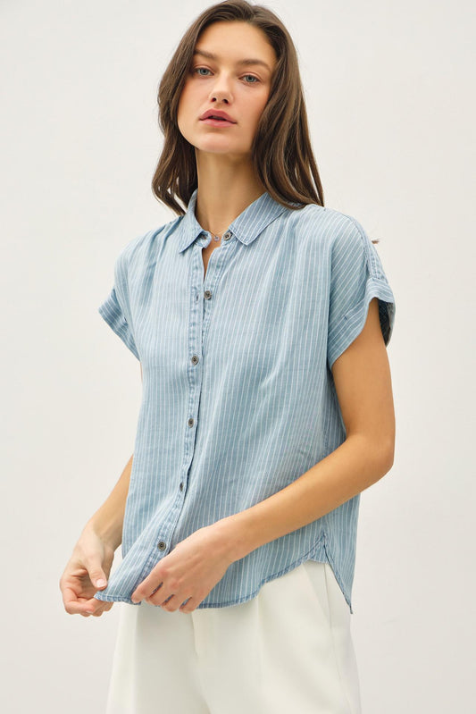 Be Cool Lt Denim Stripe Top