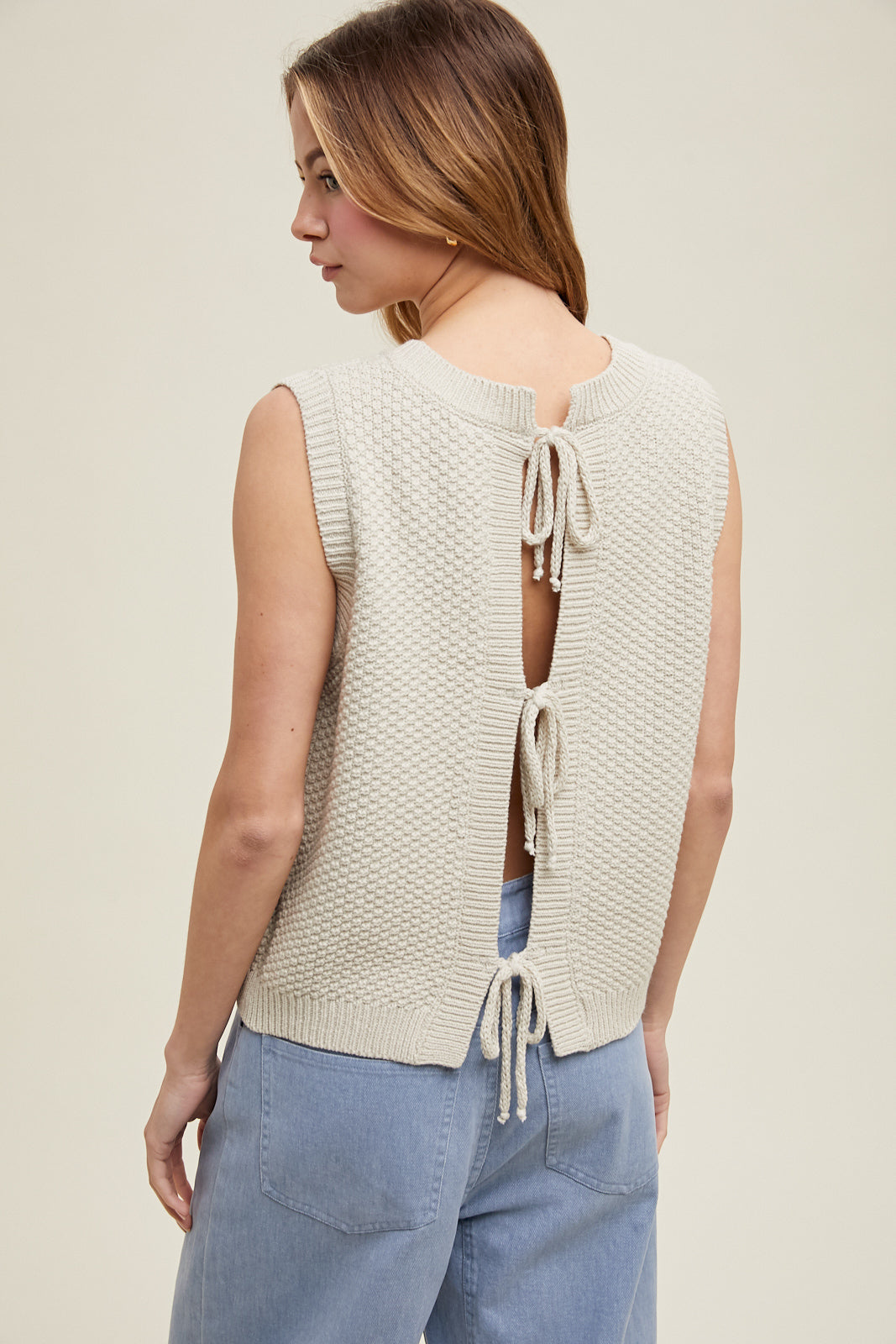 Wishlist Textured Self Back Tie Ecru