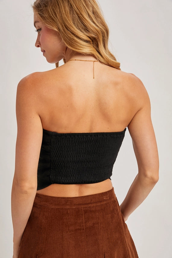 Bluivy Faux Suede Bandana Top Black