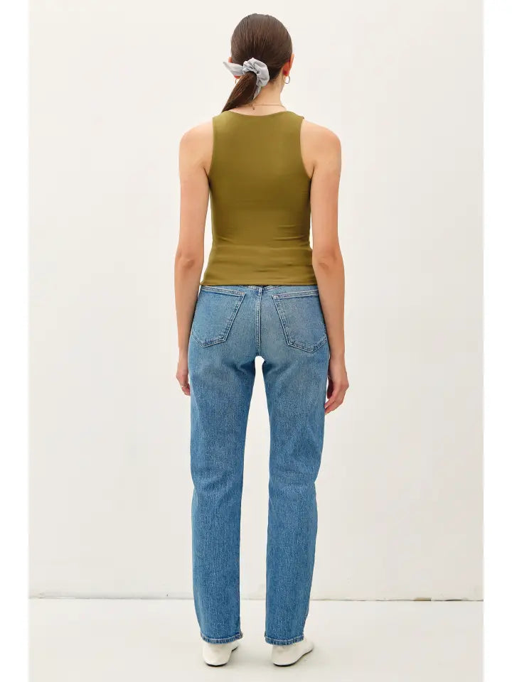 Be Cool Basic Round Neck Tank Olive