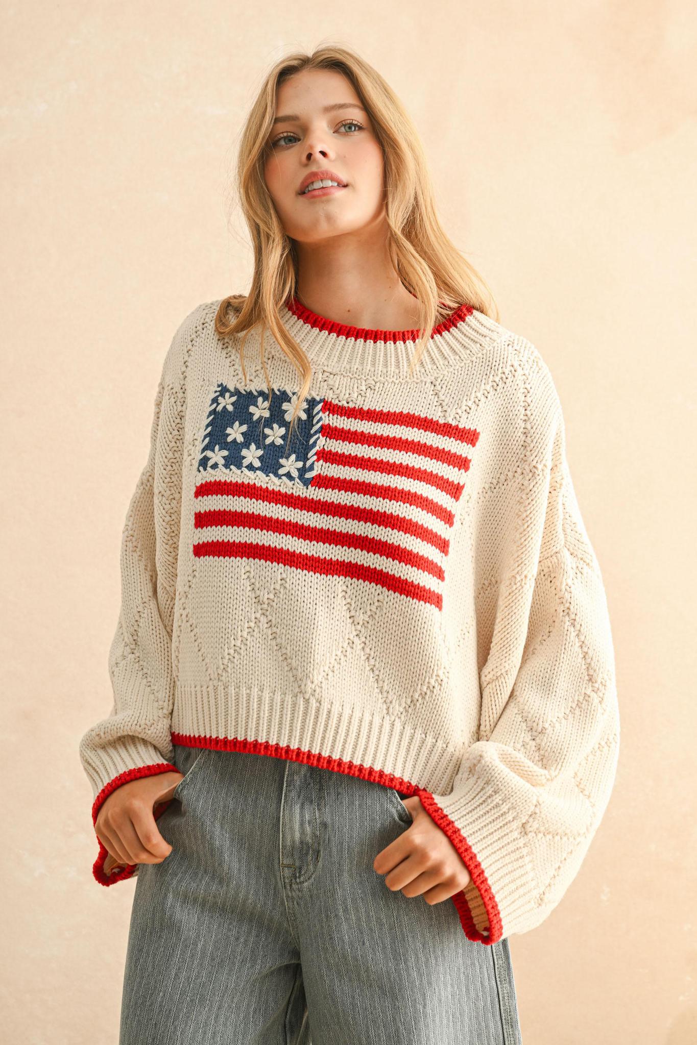 Miou Muse American Flag Sweater