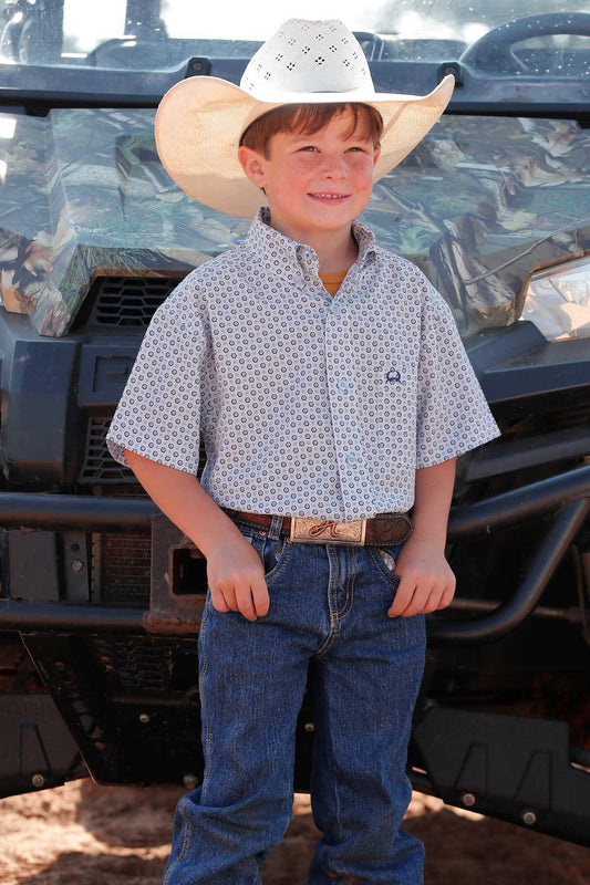 Cinch Boys Arenaflex Blue Print Shirt