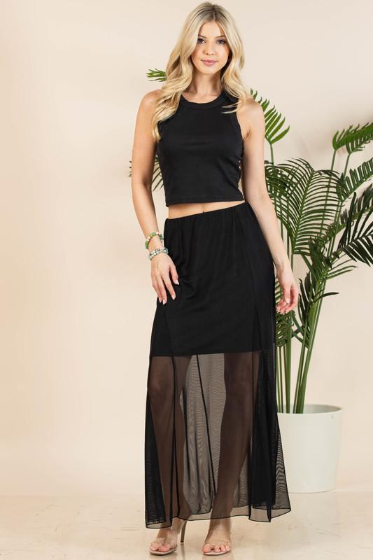 Avery Black A-line Mesh Skirt