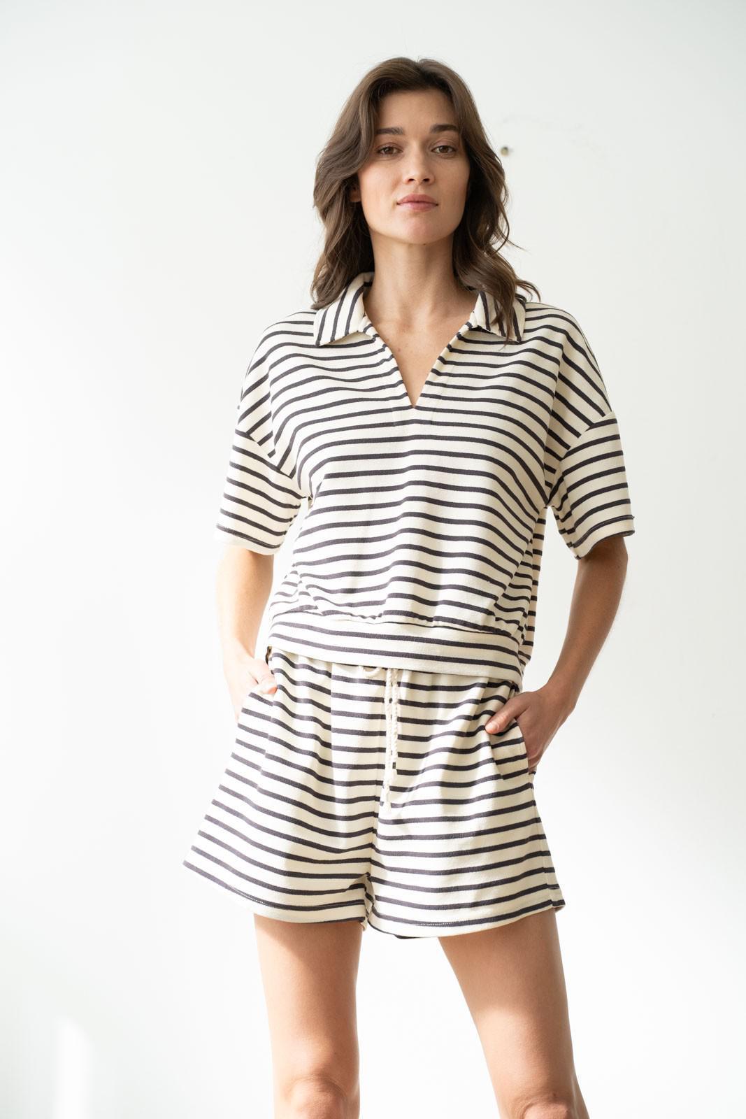 Elle Grey Charcoal Stripe Shorts