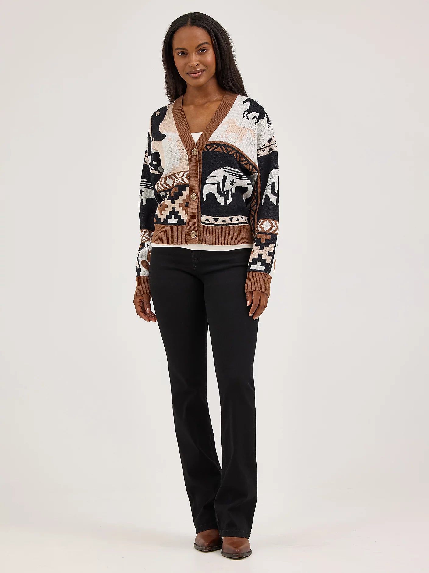 Wrangler Brown/Black Western Cardigan