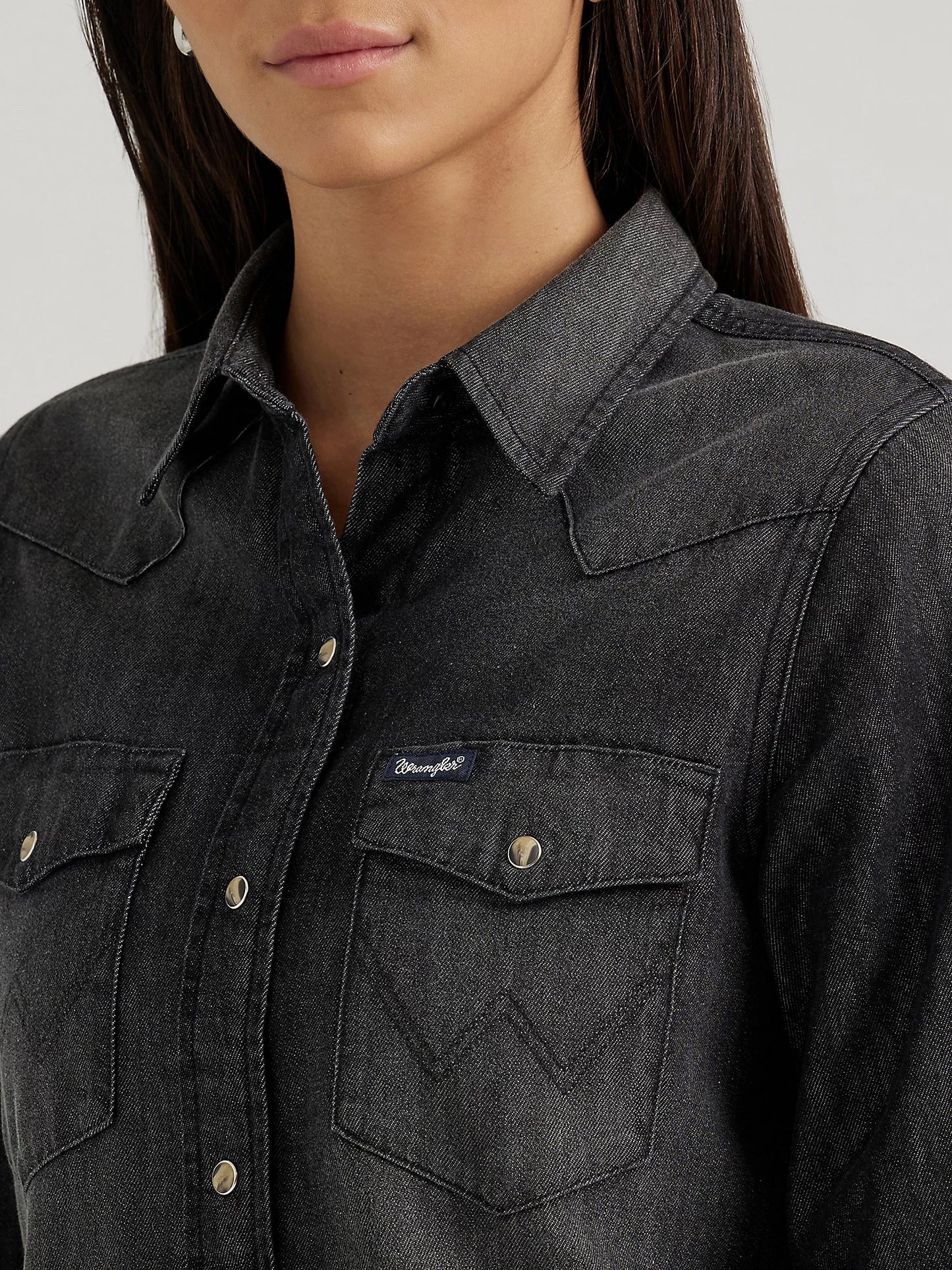 Wrangler Black Denim Snap Shirt