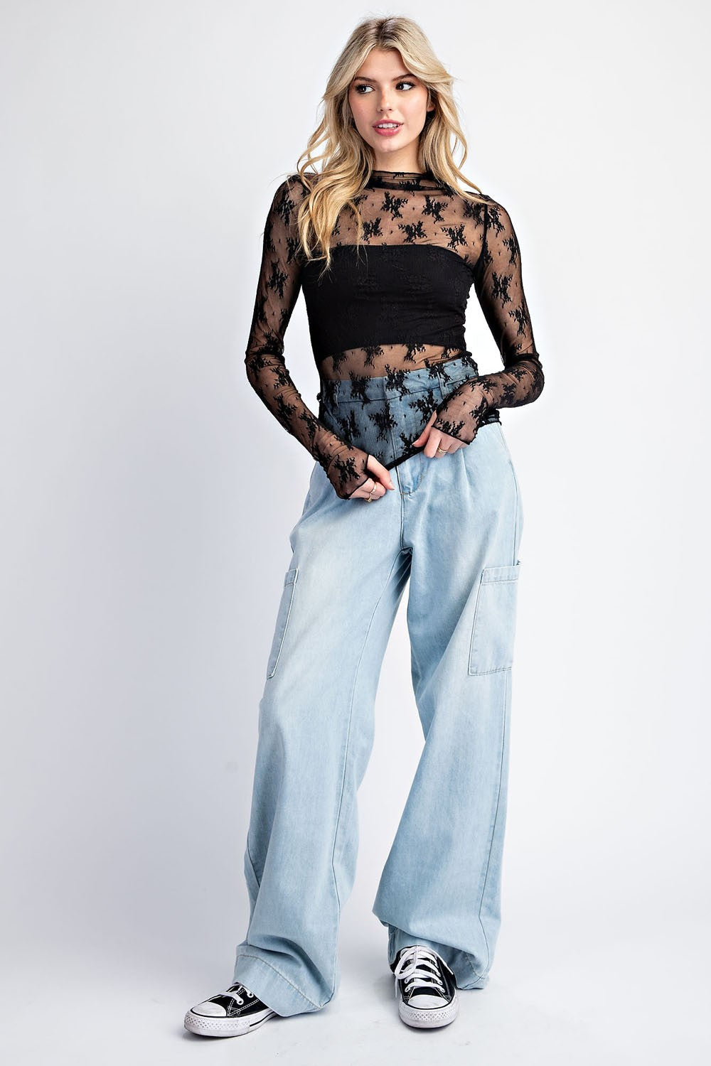 Eesome Black Lace Mesh Top