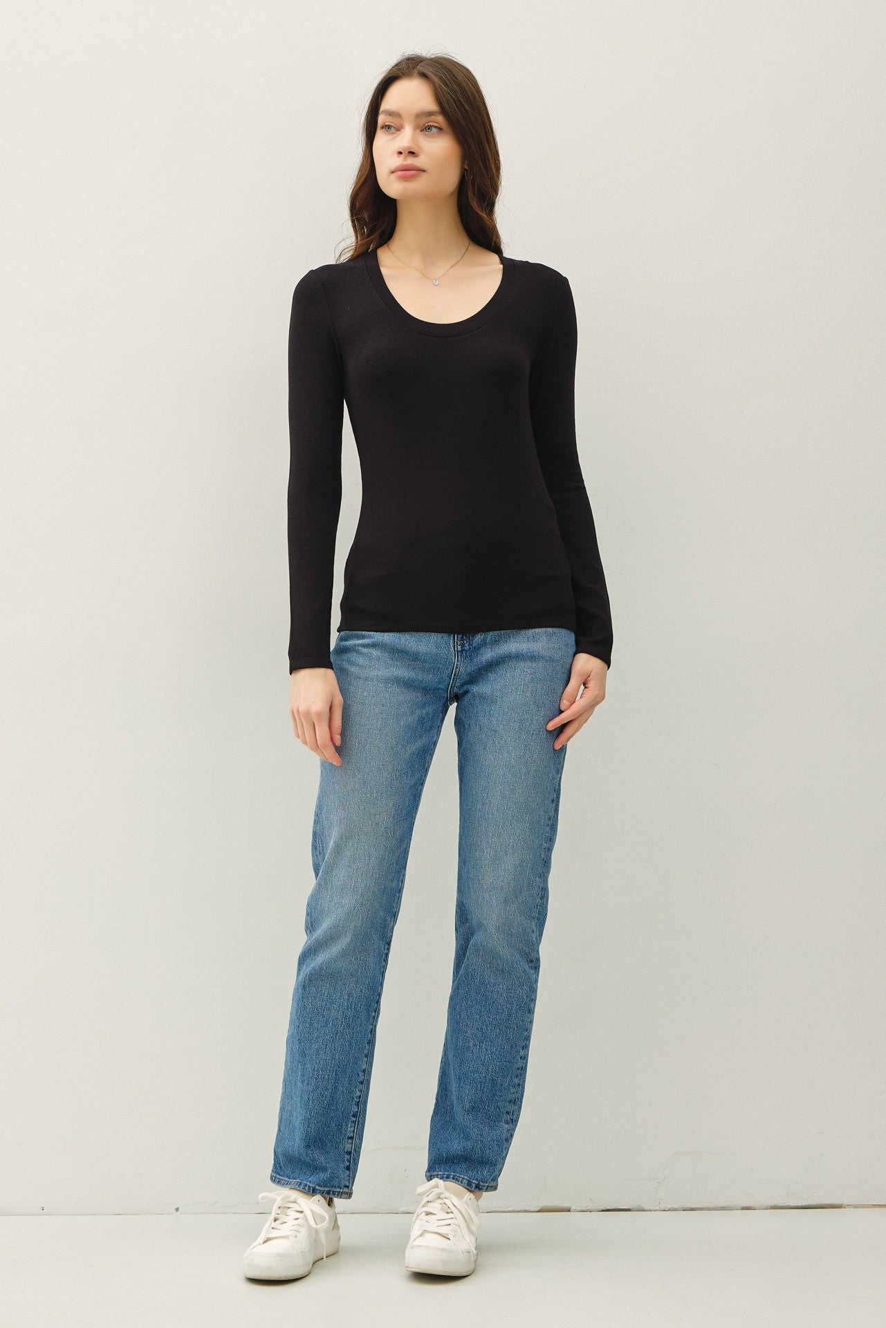 Be Cool Black Basic Ribbed Top