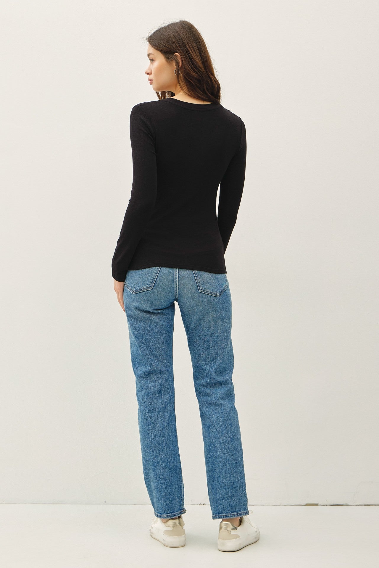Be Cool Black Basic Ribbed Top