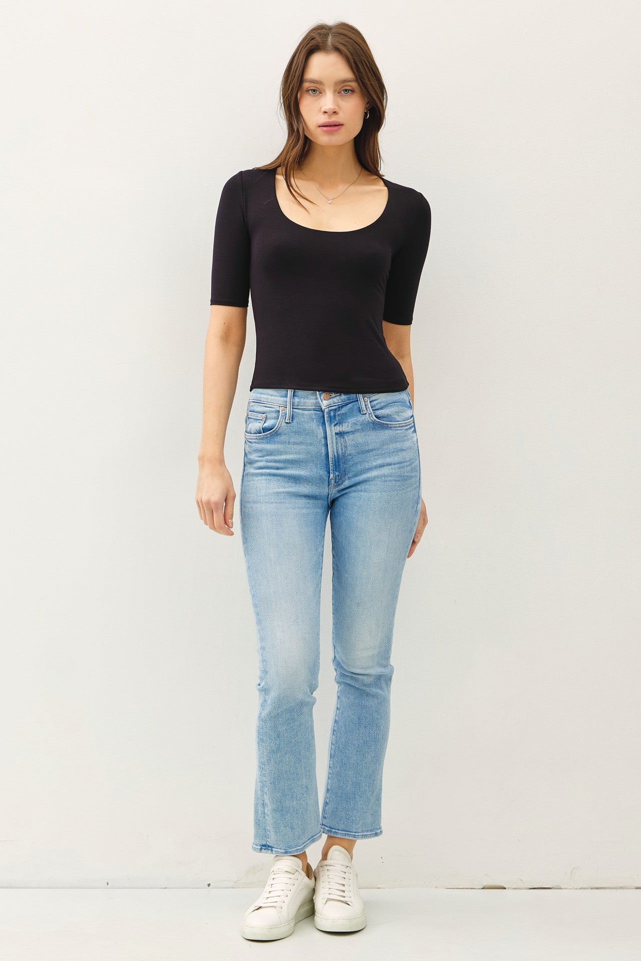 Be Cool Black Stretchy Cropped Jersy Top