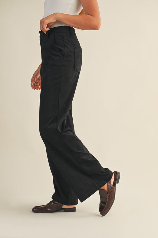 Mustard Seed Black Suede Straight Pants