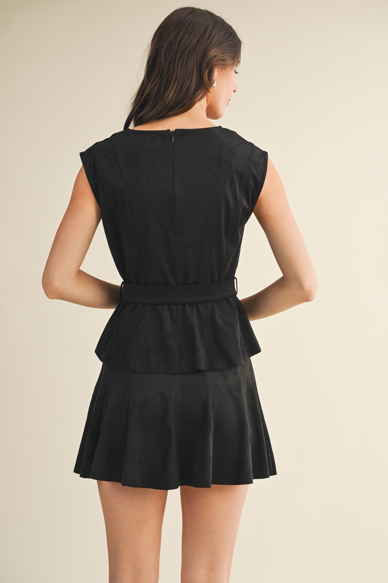 Mustard Seed Black Suede Peplum Top