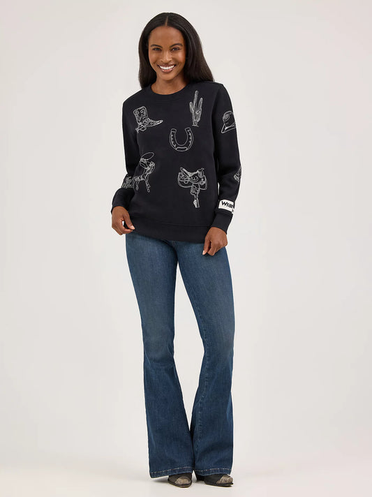 Wrangler Black Western Icon Pullover