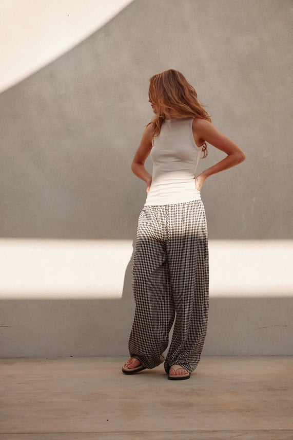 G&G Midnight Relaxed Fit Gingham Pants