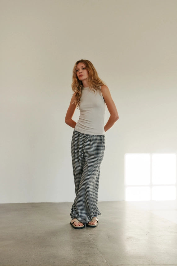 G&G Midnight Relaxed Fit Gingham Pants