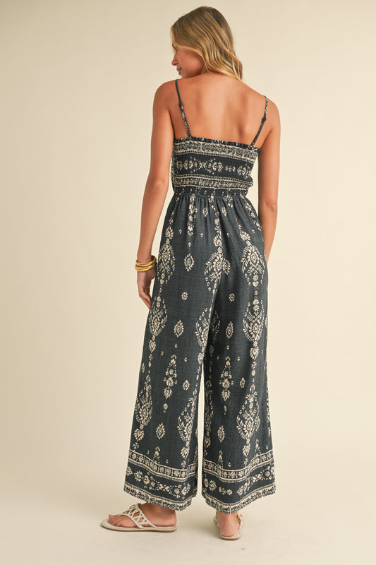 Klesis Black Smocked Jumpsuit
