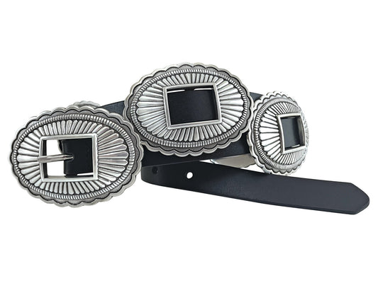 Roper Black Oval Concho Belt