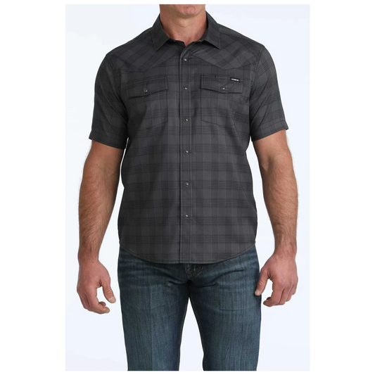 Cinch Black Plaid SS Camp Shirt