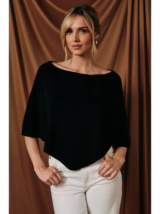 SE Black Slouchy Knit Pullover Poncho