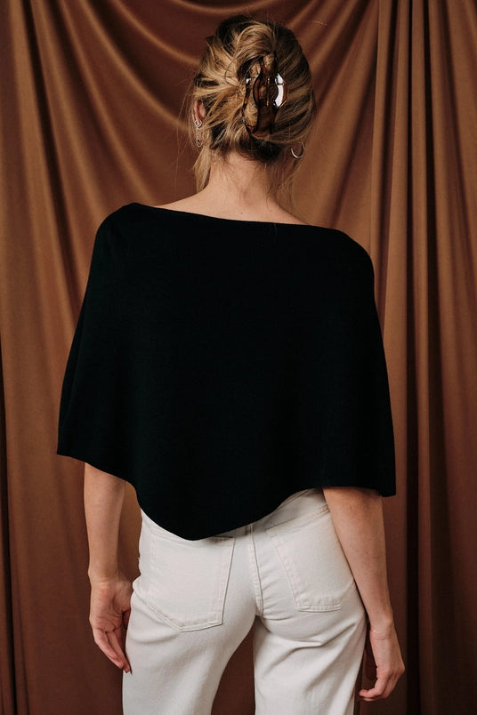 SE Black Slouchy Knit Pullover Poncho
