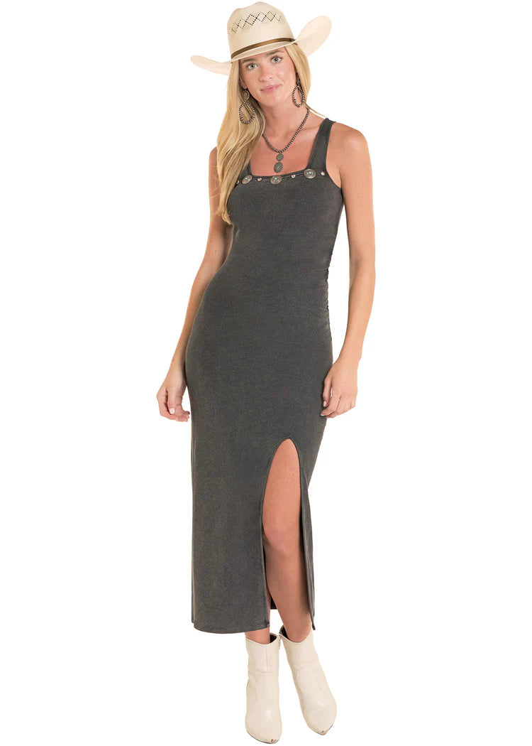 Rock&Roll Black Concho Studded Rib Knit Dress