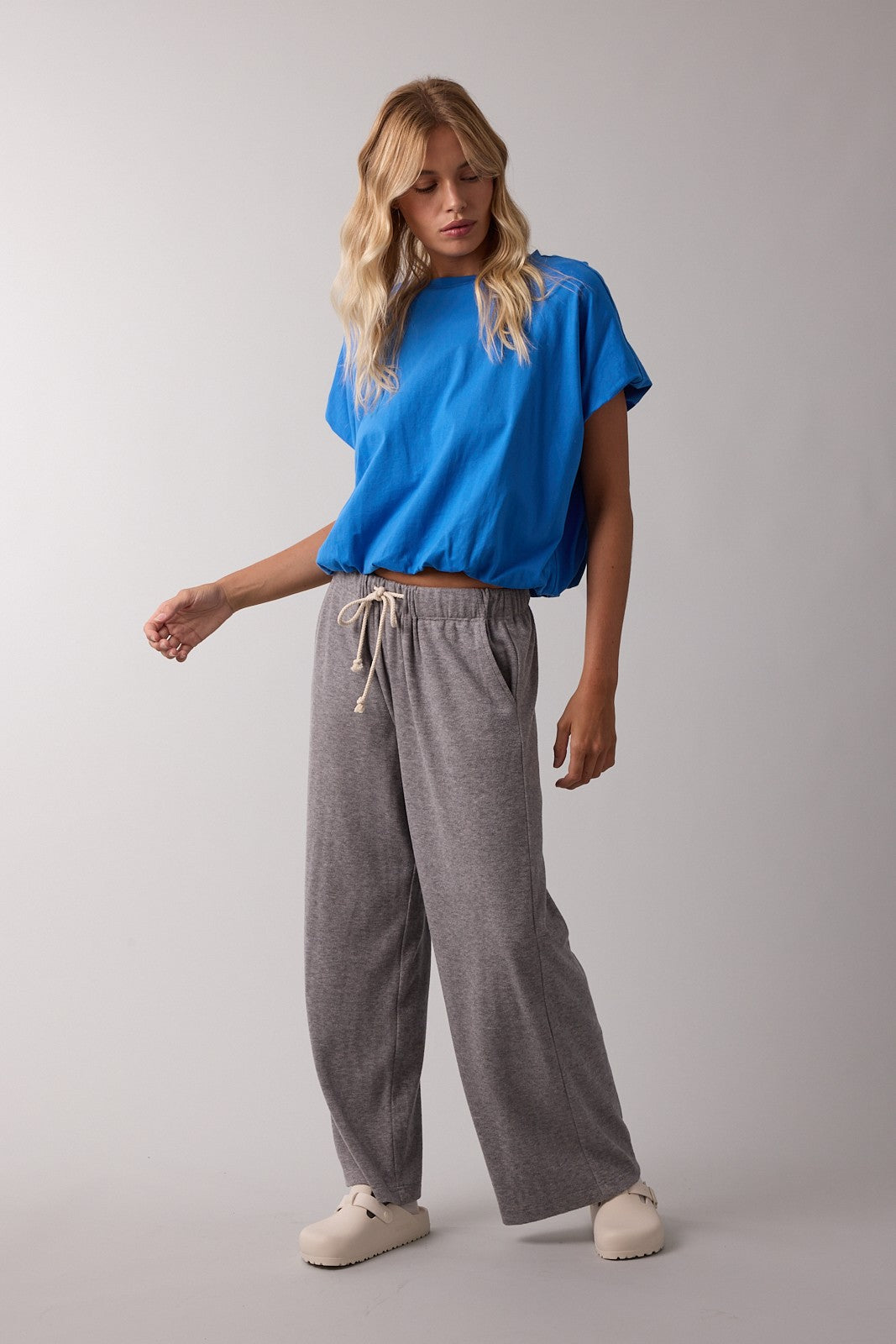 Wishlist Bubble Hem Knit Top Blue