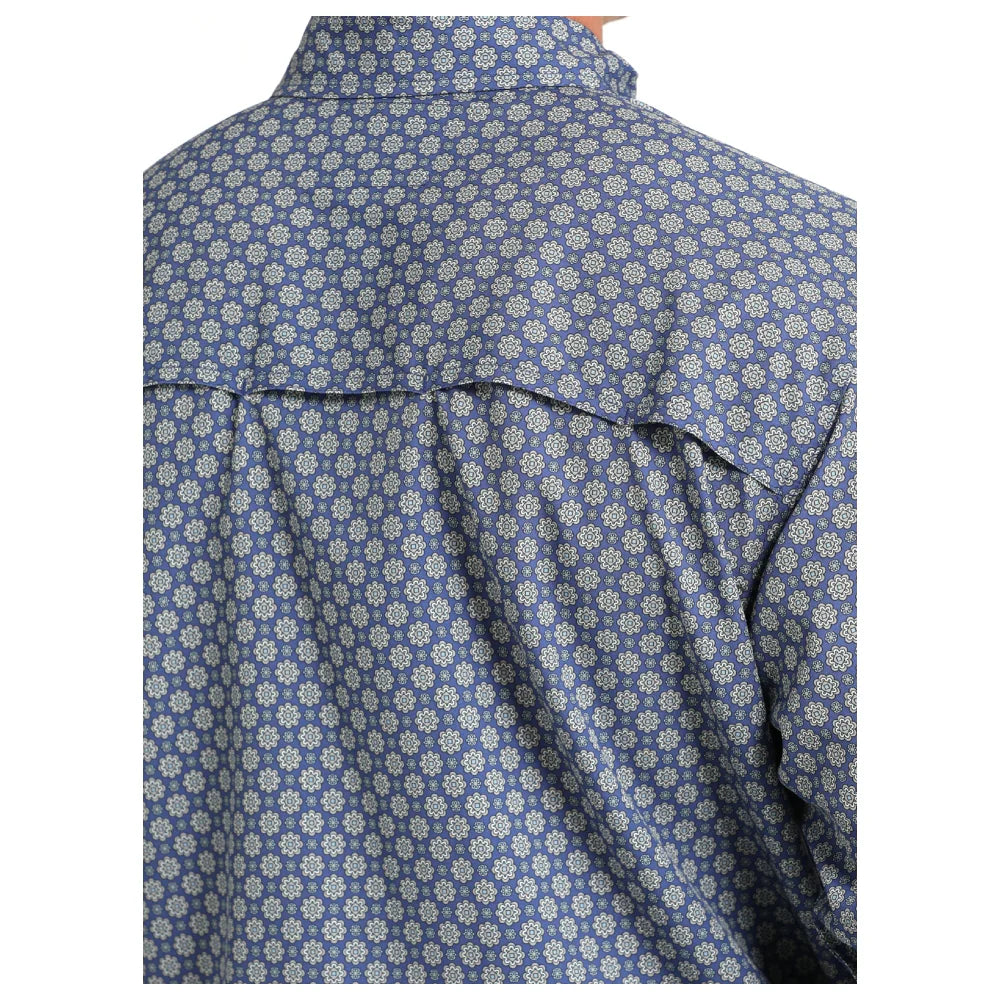 Cinch LS Blue Geo Print Shirt