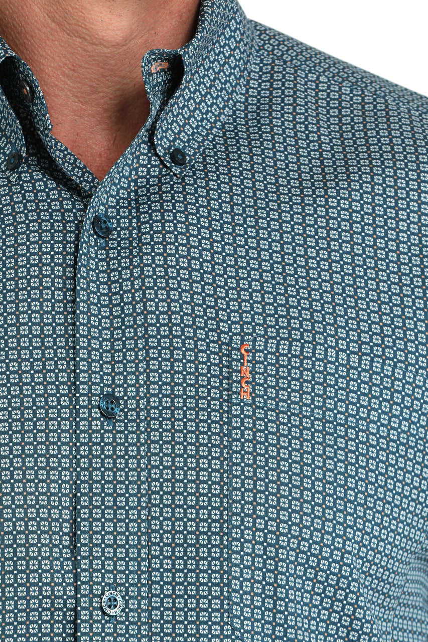 Cinch Modern Fit Teal Geo Print Shirt