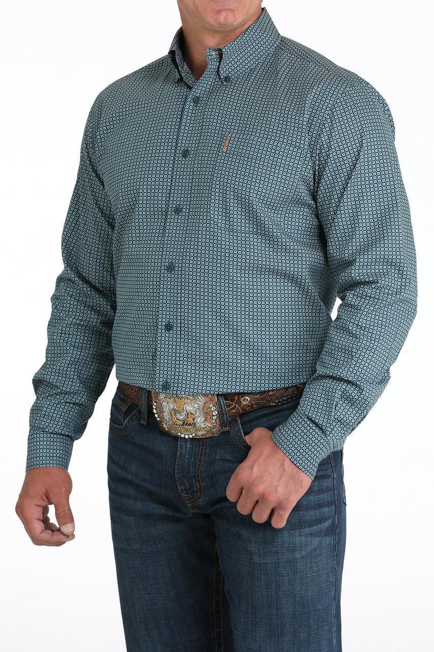 Cinch Modern Fit Teal Geo Print Shirt