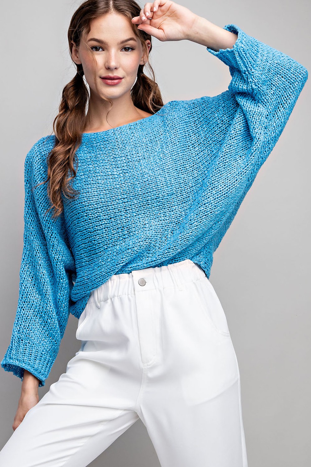 Eesome Loose Knit Sweater Blue