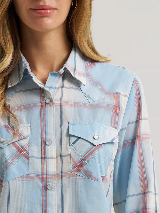 Wrangler Blue Plaid Snap Shirt