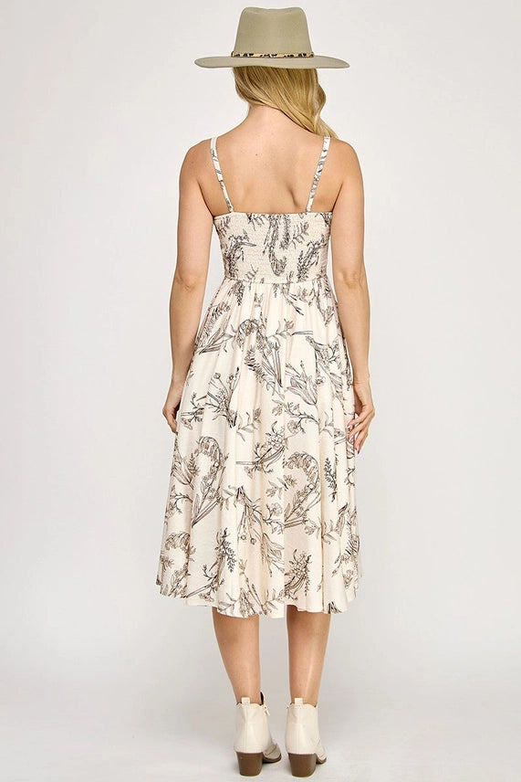 BBJ Beige/Brown Floral Dress