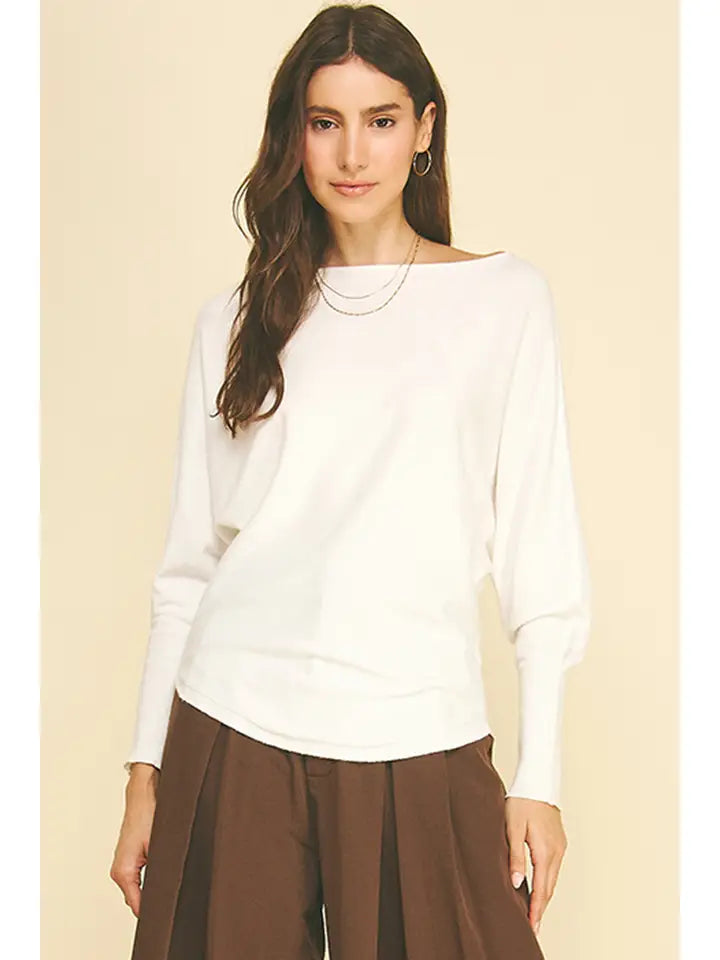Pinch Ivory Boat Neck Dolman Sweater