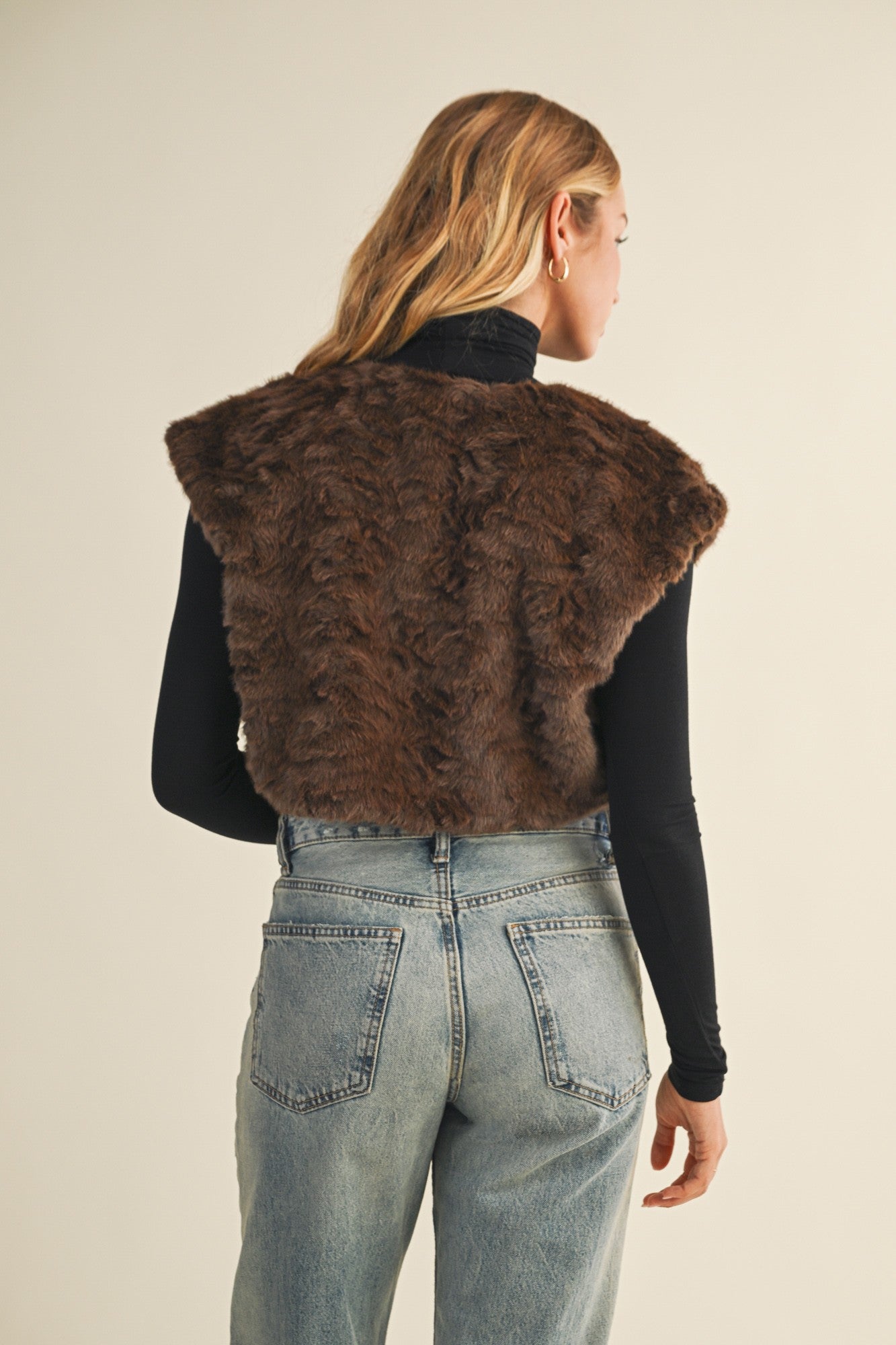 Mustard Seed Brown Fur Bolero Vest