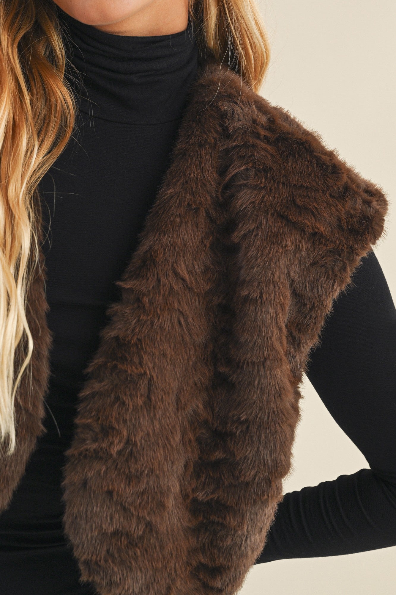 Mustard Seed Brown Fur Bolero Vest
