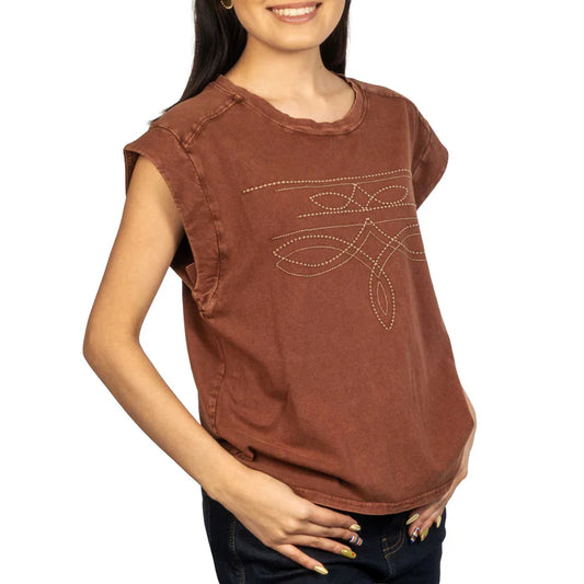 Panhandle Slim Boot Stitch Embroidered Tee Taupe